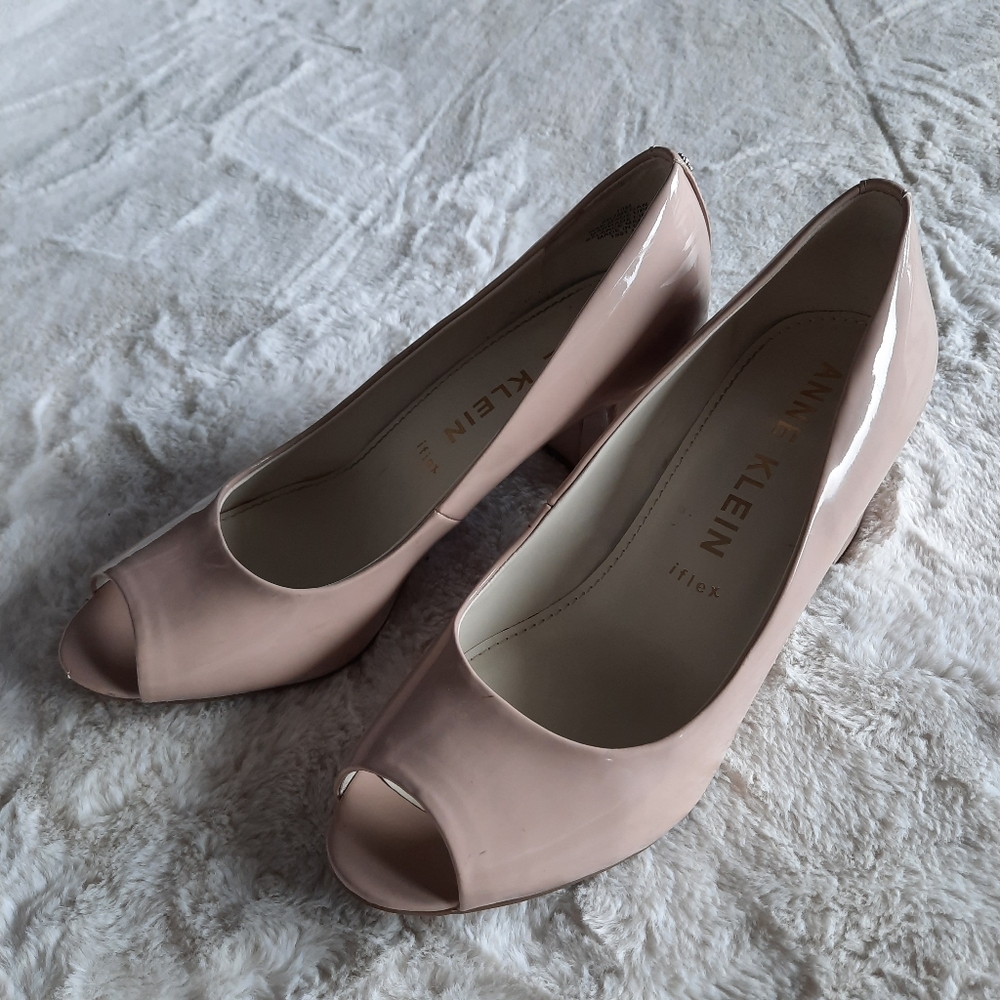 Anne Klein Meagan Peep Toe Pumps Nude Beige Womens Sz 10 - Picture 2 of 11